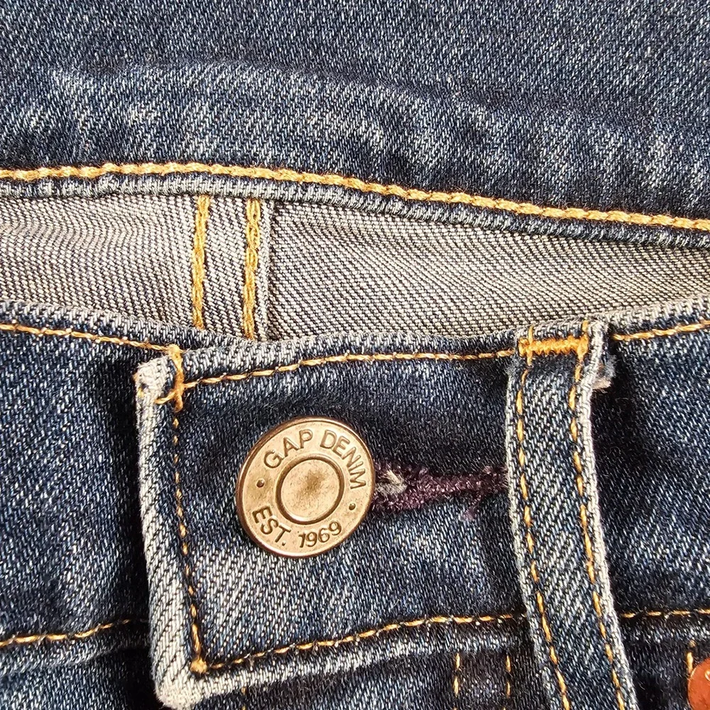 Gap Vintage Slim High Rise Jeans Dark Indigo Raw Hem 28/6R